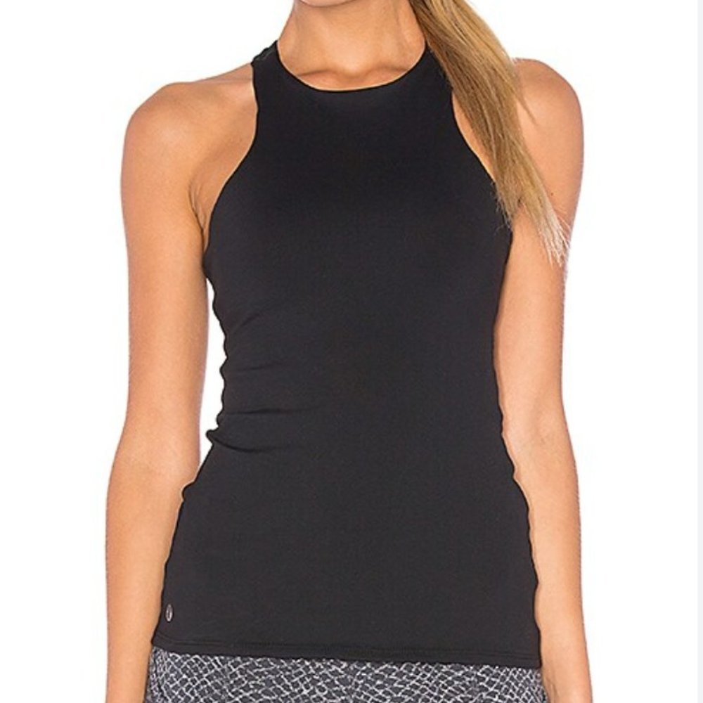 STRUT THIS Bowie Tank Top - Black - Small High Neck - Workout Yoga